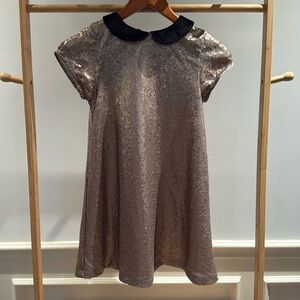 Lily Rose Sparkling Brown Dress with Black Collar